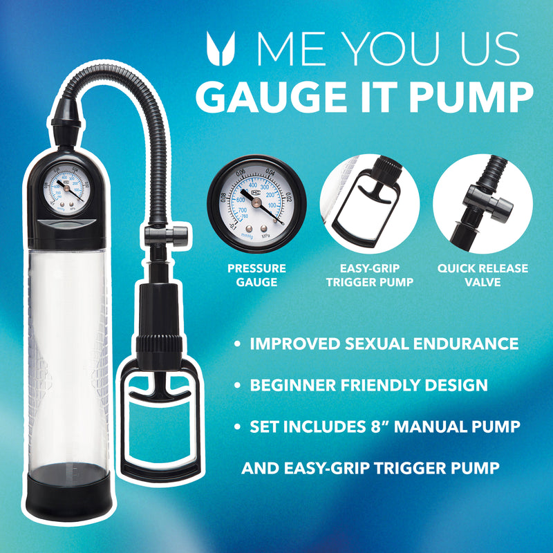 Load image into Gallery viewer, Me You Us Gauge It Suction Penis Pump Clear
