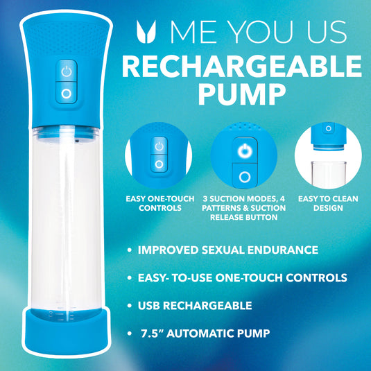Me You Us Pro Rechargeable Suction Penis Pump Clear