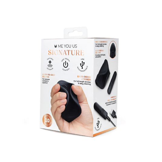 Me You Us Signature The Vibrating Open Stroker Black