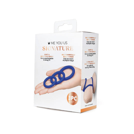 Me You Us Signature The Chubby Cock Ring 3 Pack Blue