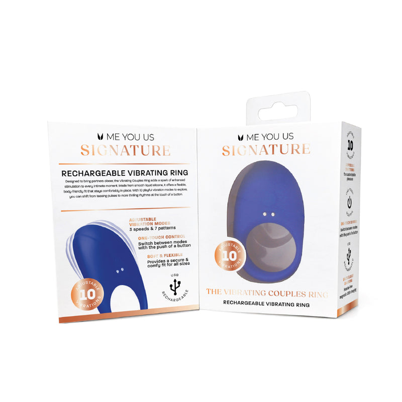 Load image into Gallery viewer, Me You Us Signature The Vibrating Couples Cock Ring Blue

