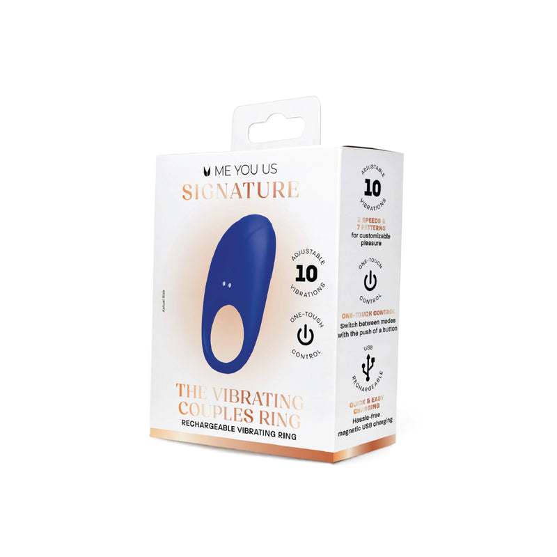 Load image into Gallery viewer, Me You Us Signature The Vibrating Couples Cock Ring Blue
