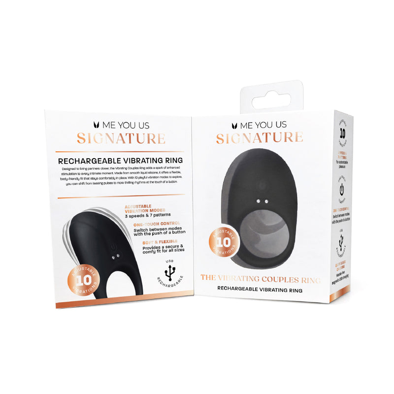 Load image into Gallery viewer, Me You Us Signature The Vibrating Couples Cock Ring Black
