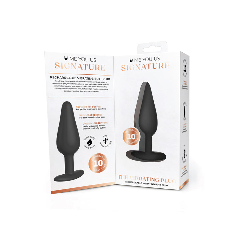 Load image into Gallery viewer, Me You Us Signature The Vibrating Butt Plug Black

