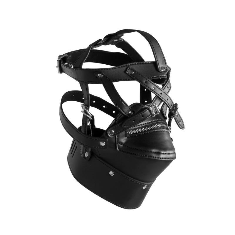 Load image into Gallery viewer, Ouch Xtreme Head Harness With Zip Up Mouth And Lock Black
