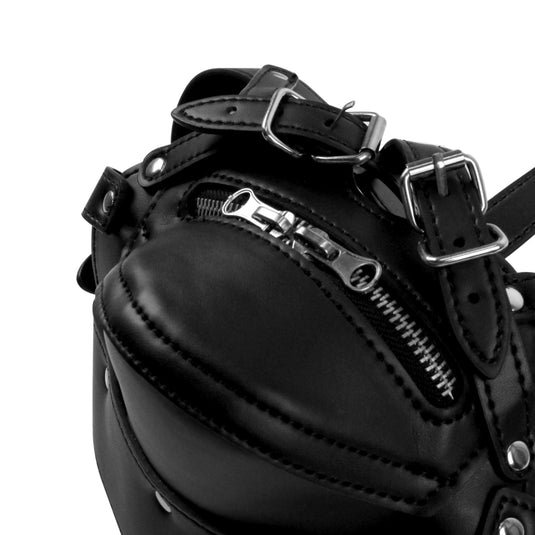Ouch Xtreme Head Harness With Zip Up Mouth And Lock Black