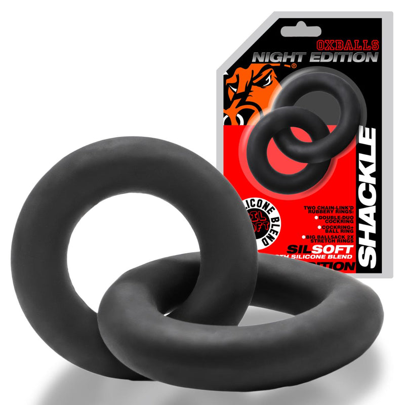 Load image into Gallery viewer, Oxballs Shackle Double Linked Cock &amp; Ball Rings Special Edition Night
