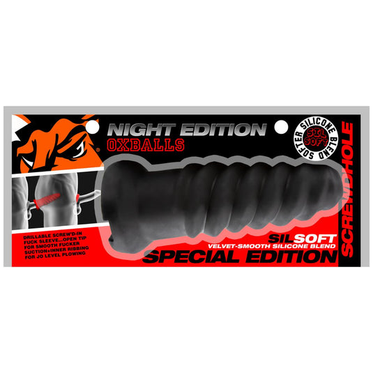 Oxballs Screw'dhole Open Tip Penis Sleeve Special Edition Night