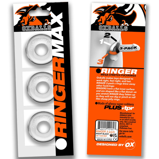 Oxballs Ringer Max Cock Ring 3 Pack Clear
