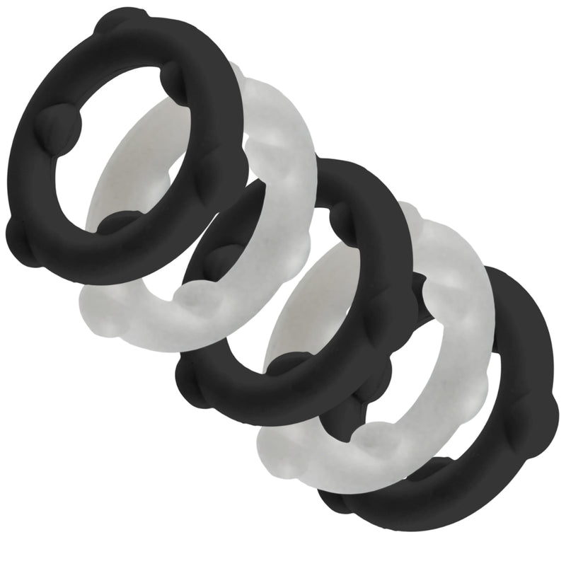 Load image into Gallery viewer, Oxballs Gearheads Silicone Cock Ring 5 Pack Black Vapor
