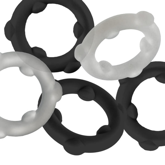 Oxballs Gearheads Silicone Cock Ring 5 Pack Black Vapor