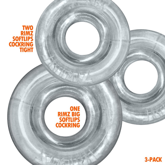Oxballs Rimringz Cock Ring 3 Pack Clear