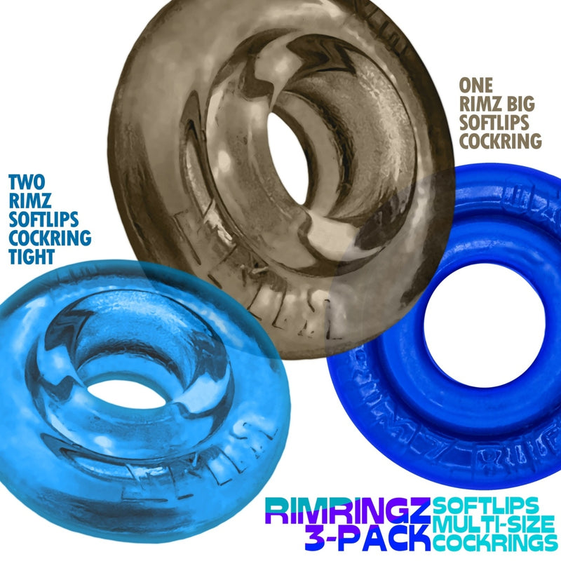 Load image into Gallery viewer, Oxballs Rimringz Cock Ring 3 Pack Cool Blues Navy Blue Smoke
