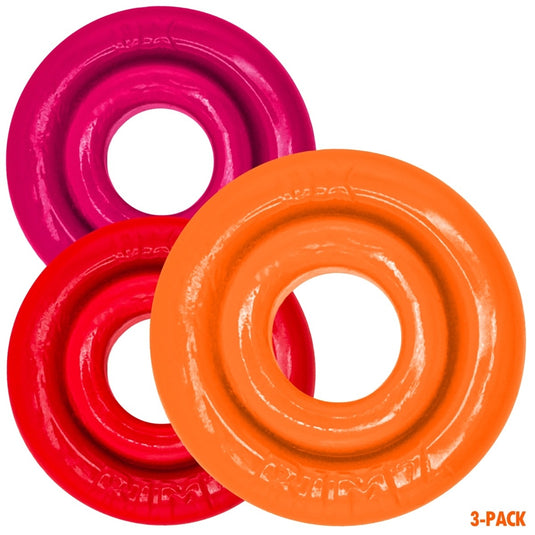 Oxballs Rimringz Cock Ring 3 Pack Fire Hots Red Pink Orange