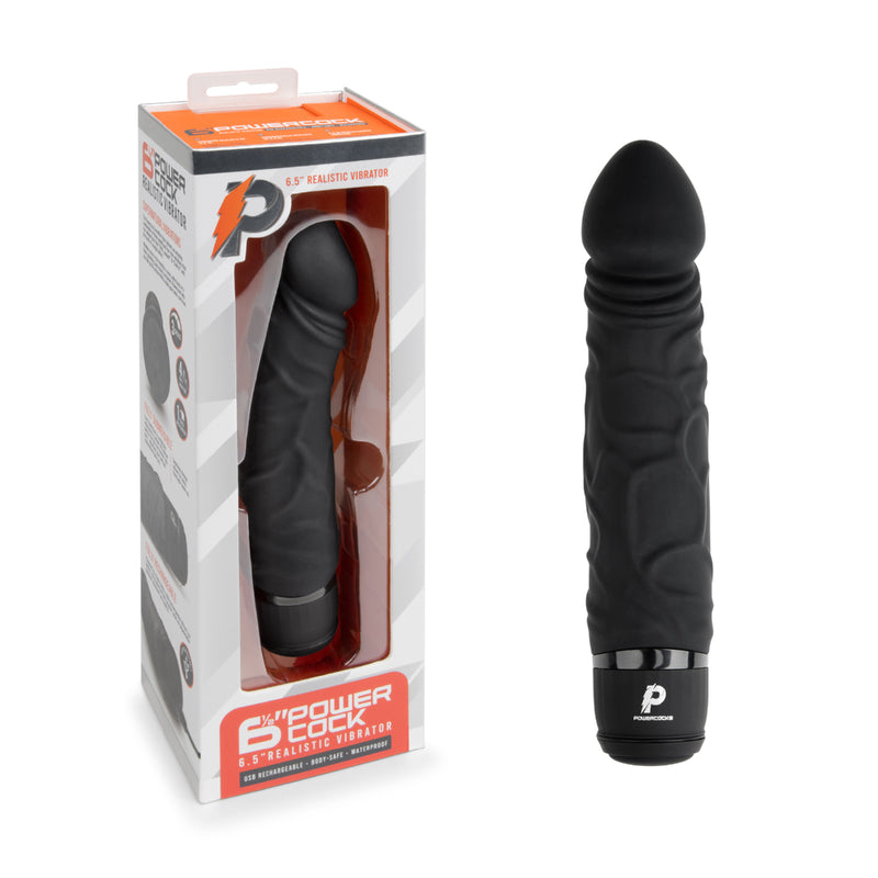 Load image into Gallery viewer, Powercocks Realistic Vibrator Black 6.5 Inch
