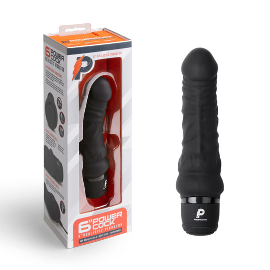 Powercocks Realistic Vibrator Black 6 Inch