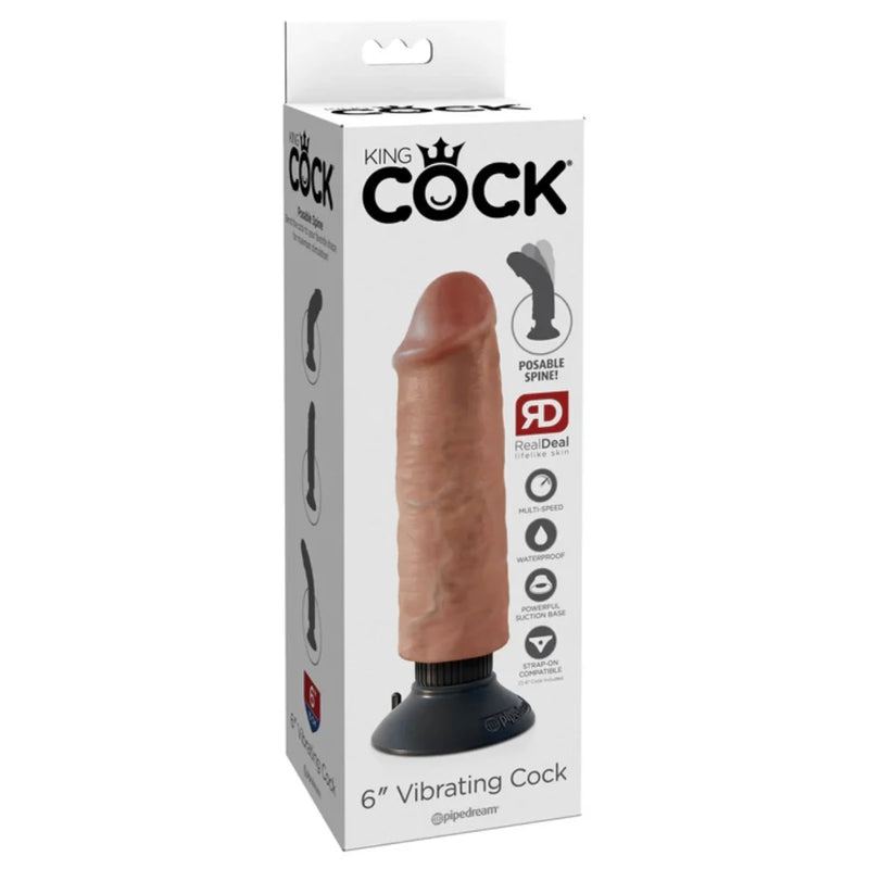 Load image into Gallery viewer, King Cock Vibrating Cock Dildo Tan 6 Inch
