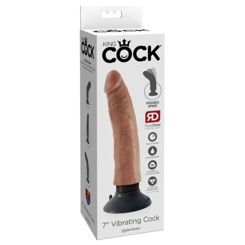 Load image into Gallery viewer, King Cock Vibrating Cock Dildo Tan 7 Inch
