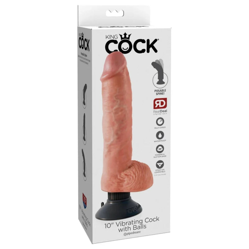 Load image into Gallery viewer, King Cock Vibrating Cock Dildo With Balls Pink 10 Inch
