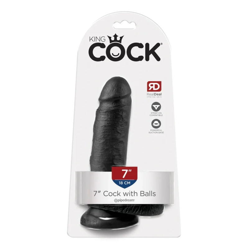 Load image into Gallery viewer, King Cock Dildo With Balls Black 7 Inch
