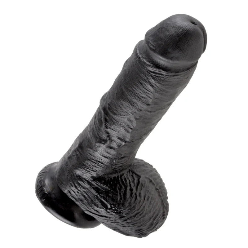 Load image into Gallery viewer, King Cock Dildo With Balls Black 8 Inch
