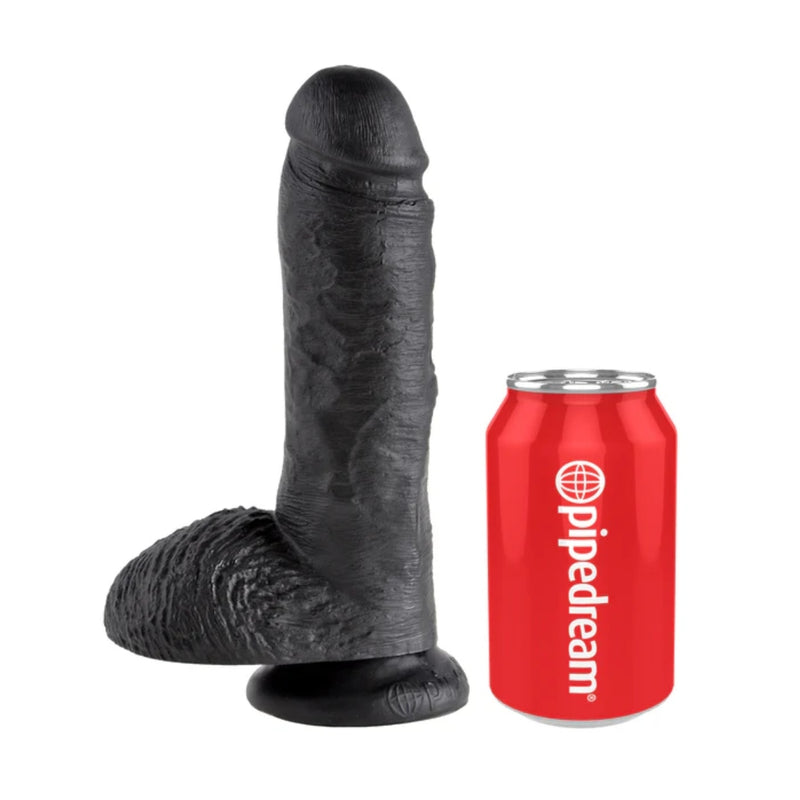Load image into Gallery viewer, King Cock Dildo With Balls Black 8 Inch
