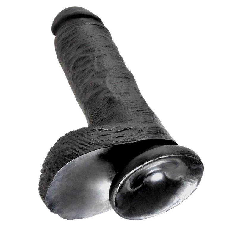 Load image into Gallery viewer, King Cock Dildo With Balls Black 8 Inch
