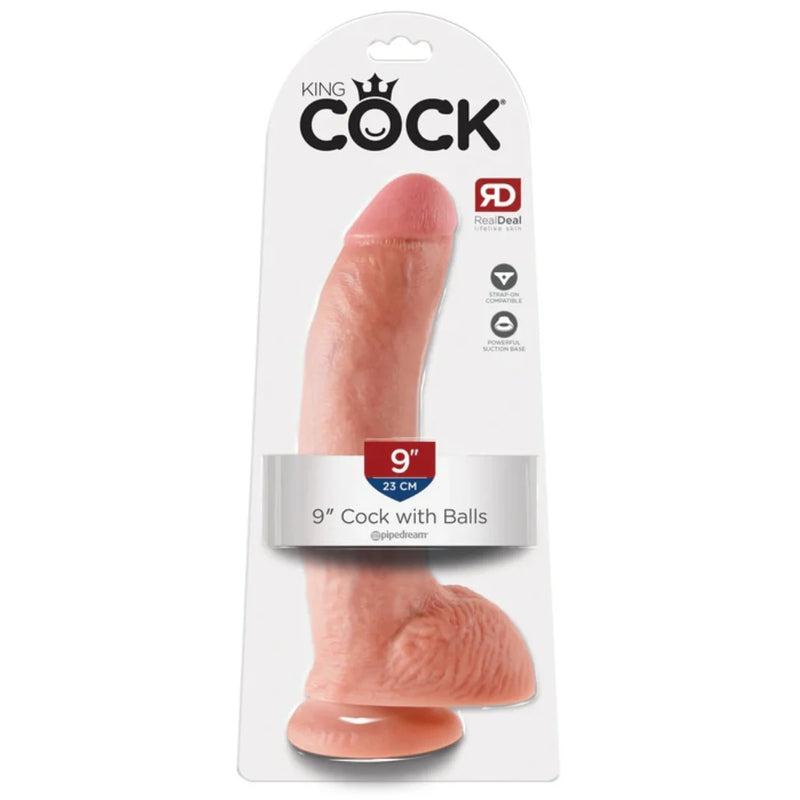 Load image into Gallery viewer, King Cock Dildo With Balls Pink 9 Inch
