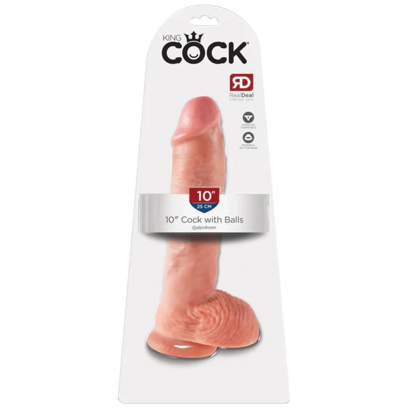 Load image into Gallery viewer, King Cock Dildo With Balls Pink 10 Inch
