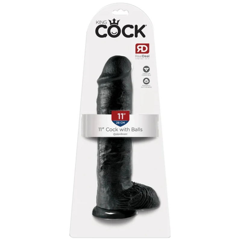 Load image into Gallery viewer, King Cock Dildo With Balls Black 11 Inch
