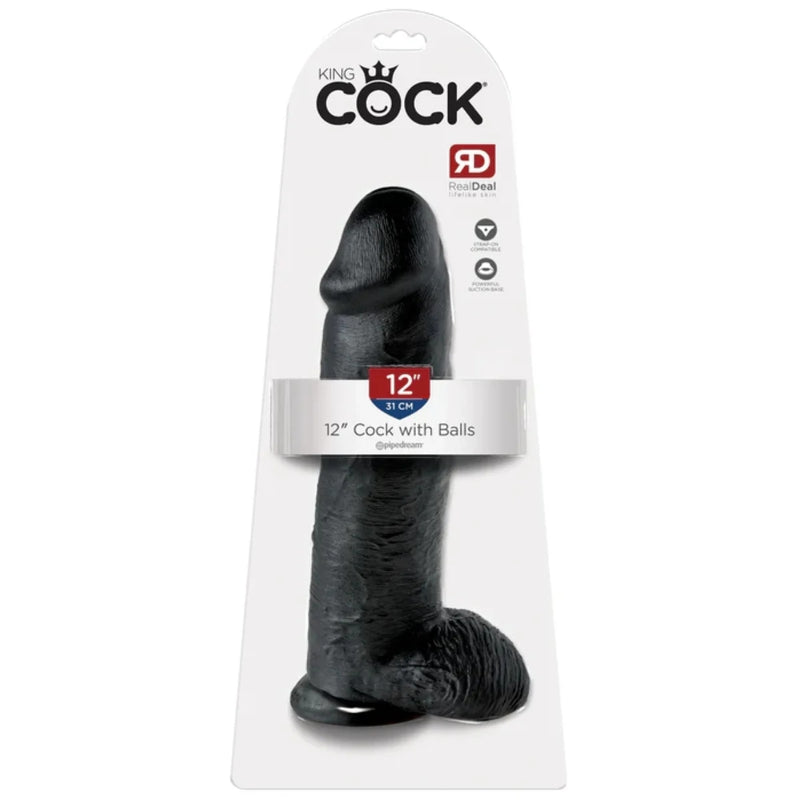 Load image into Gallery viewer, King Cock Dildo With Balls Black 12 Inch
