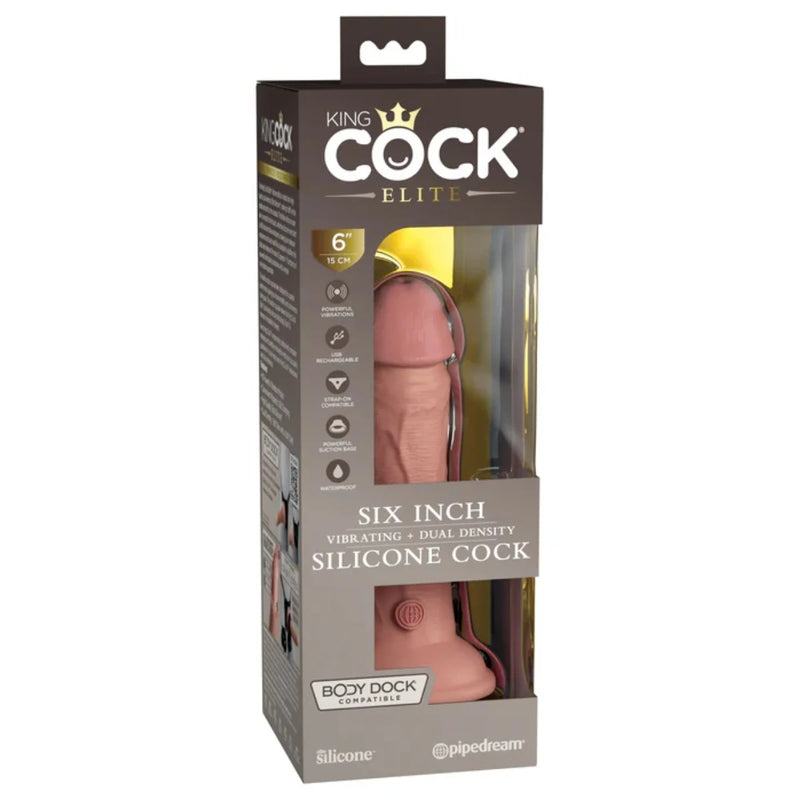 Load image into Gallery viewer, King Cock Elite Vibrating Dual Density Silicone Dildo Pink 6 Inch
