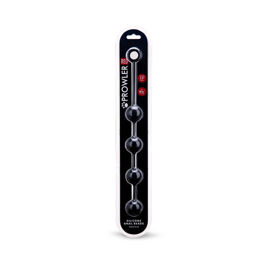 Prowler RED Silicone Anal Beads Black Medium
