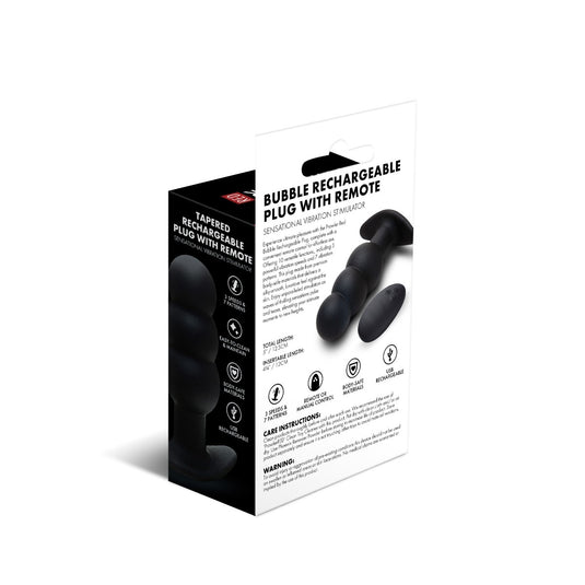 Prowler RED Bubble Rechargeable Butt Plug With Remote Black