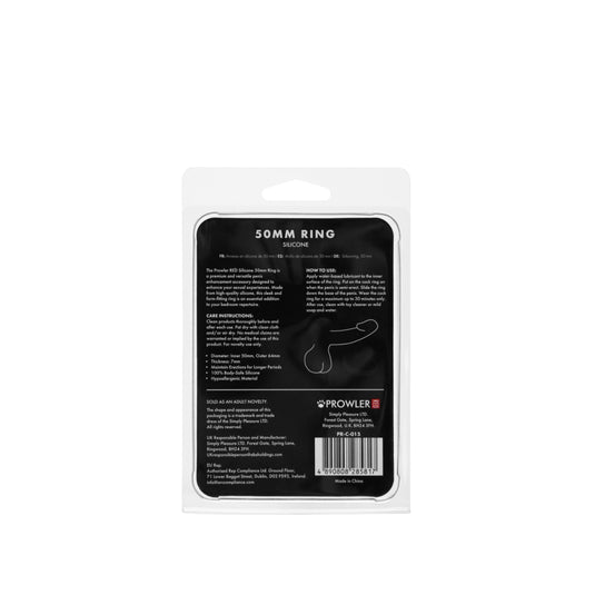 Prowler RED Silicone Cock Ring Black 50mm