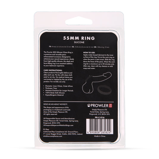 Prowler RED Silicone Cock Ring Black 55mm