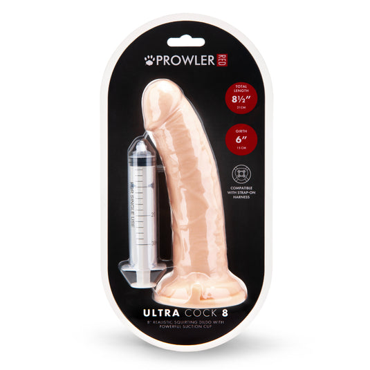 Prowler RED Ultra Cock Realistic Squirting Dildo Pink 8 Inch