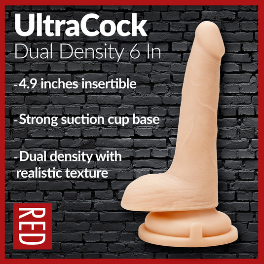 Prowler RED Ultra Cock Dual Density Dildo With Balls Pink 6 Inch