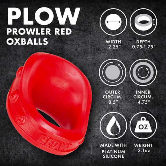 Prowler RED By Oxballs PLOW Cock Ring Red