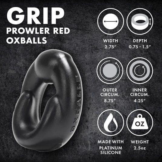 Prowler RED By Oxballs GRIP Cock Ring Black