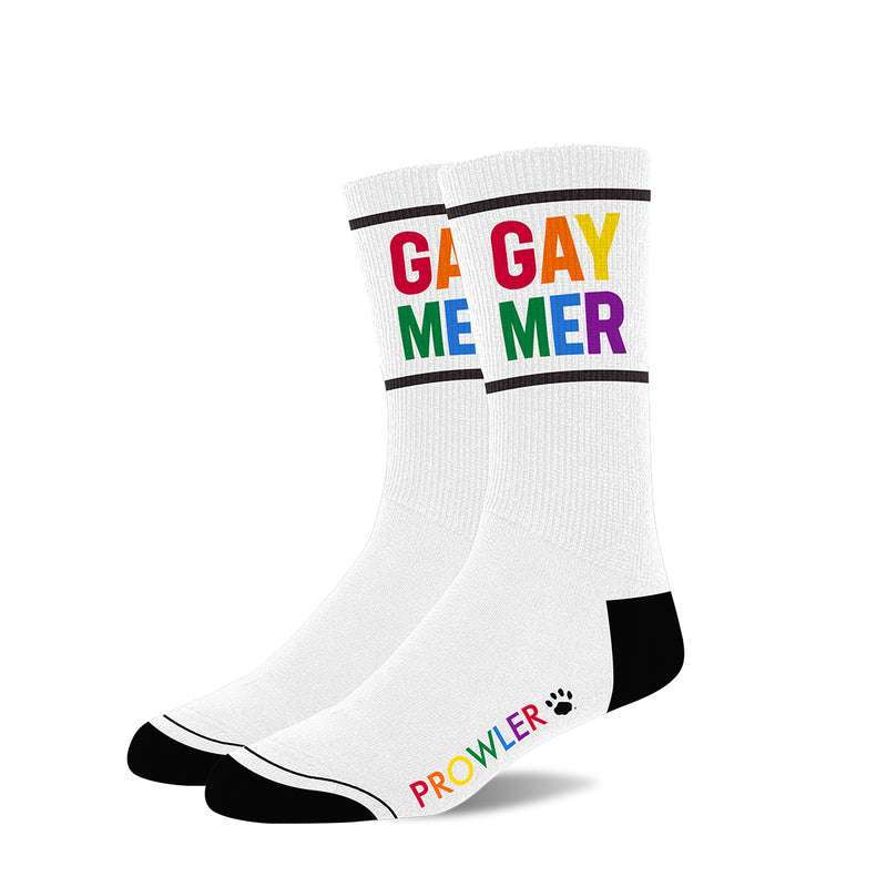 Load image into Gallery viewer, Prowler Gaymer Socks White Black Rainbow
