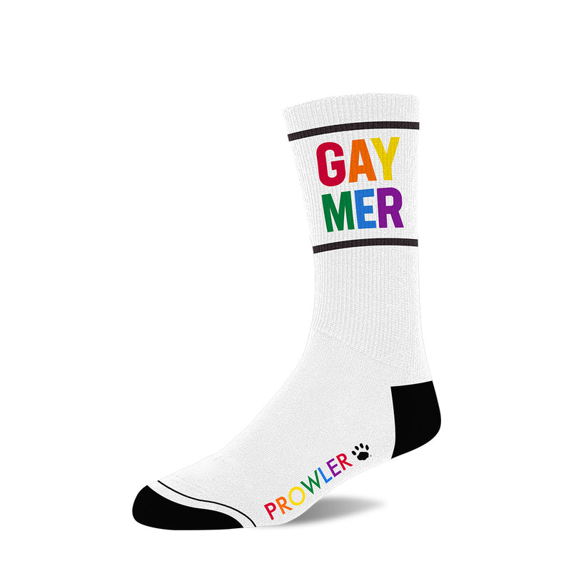 Load image into Gallery viewer, Prowler Gaymer Socks White Black Rainbow
