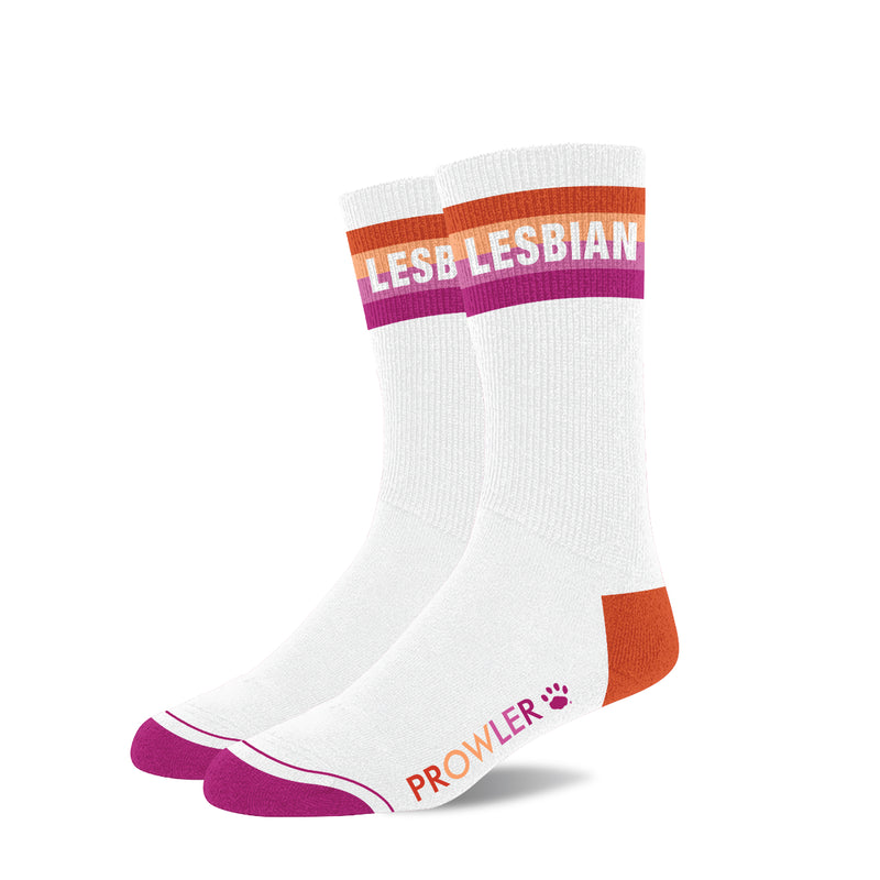 Load image into Gallery viewer, Prowler Lesbian Socks White Purple Orange
