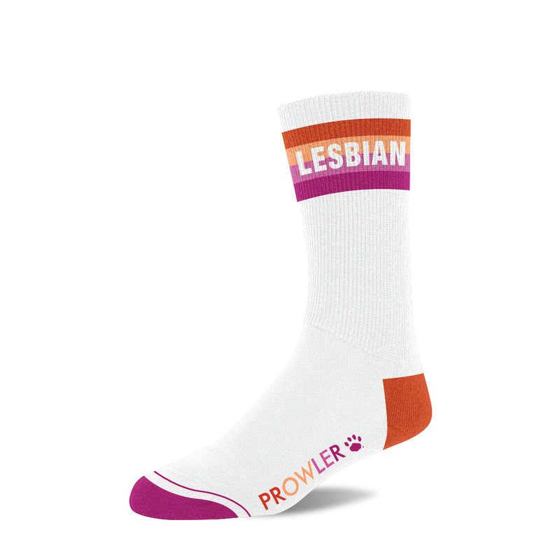 Load image into Gallery viewer, Prowler Lesbian Socks White Purple Orange
