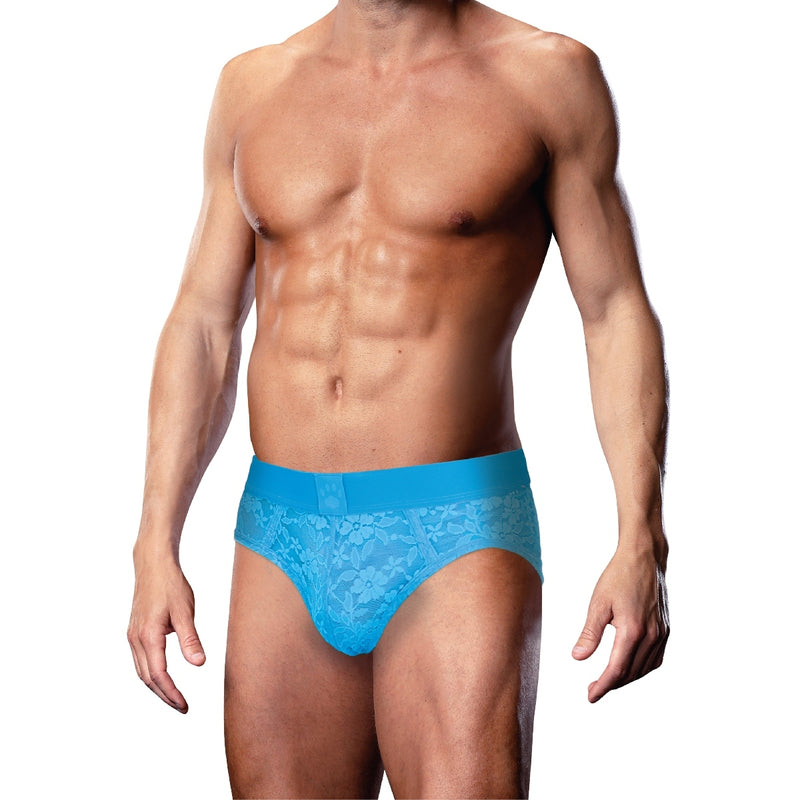 Load image into Gallery viewer, Prowler Lace Backless Brief Neon Blue
