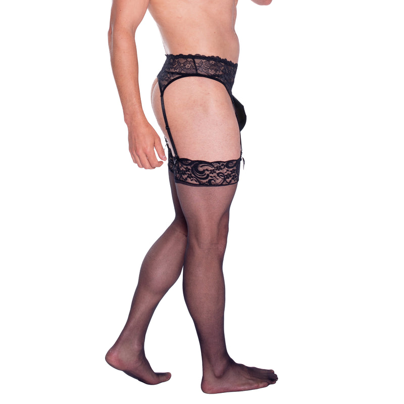 Load image into Gallery viewer, Prowler Lace Garter Set Black
