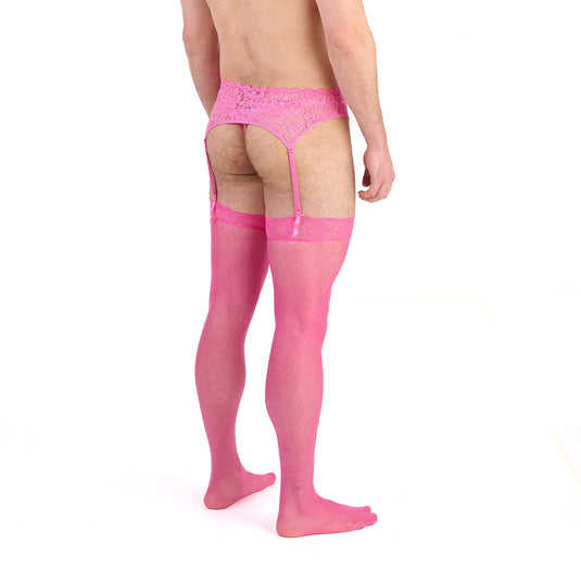 Prowler Lace Garter Set Pink