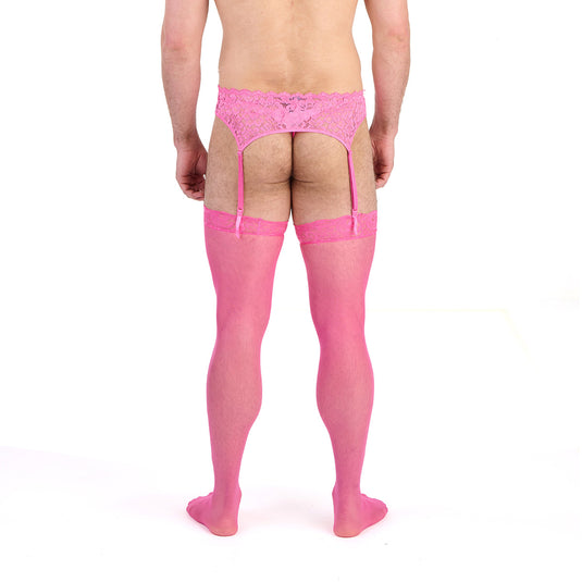 Prowler Lace Garter Set Pink