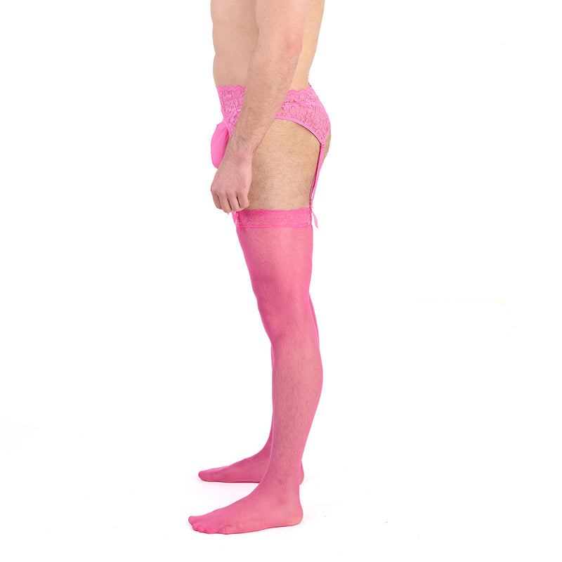 Load image into Gallery viewer, Prowler Lace Garter Set Pink
