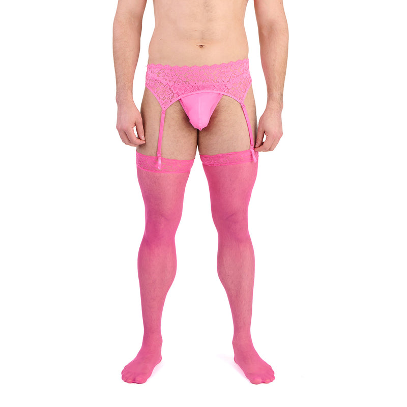 Load image into Gallery viewer, Prowler Lace Garter Set Pink
